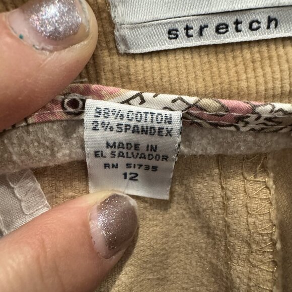 Izod Stretch 12 Khaki Tan Corduroy Pants Winter Classic EUC - Picture 6 of 6